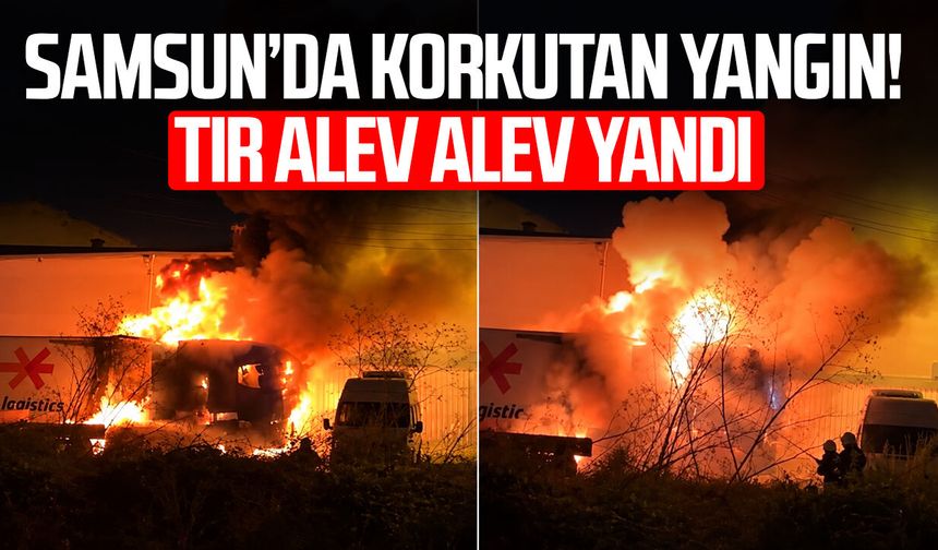 Samsun’da park halindeki tır alevlere teslim oldu