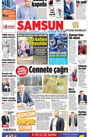 18 Nisan Perşembe Samsun Gazetesi