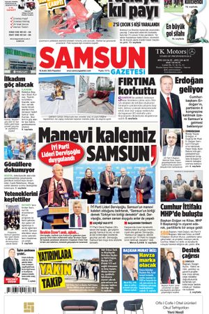 16 Aralık Pazartesi Samsun Gazetesi