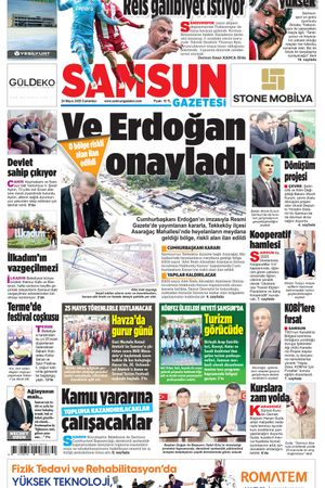 24 Mayıs Cumartesi Samsun Gazetesi