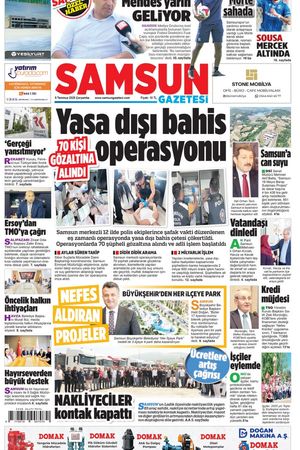 Samsun Gazetesi 9 Temmuz Çarşamba