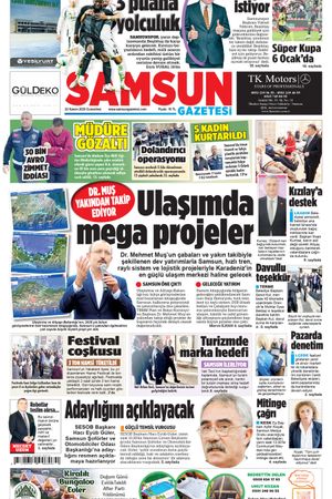 22 Kasım Cumartesi Samsun Gazetesi