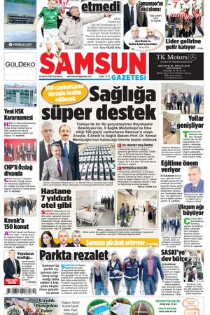 29 Kasım Cumartesi Samsun Gazetesi