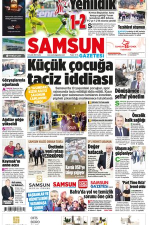 12 Aralık Cuma Samsun Gazetesi