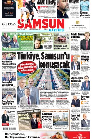 5 Aralık Cuma Samsun Gazetesi