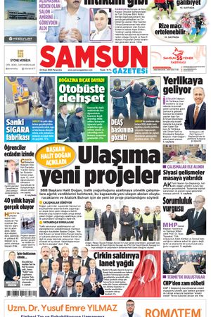 22 Ocak Perşembe Samsun Gazetesi
