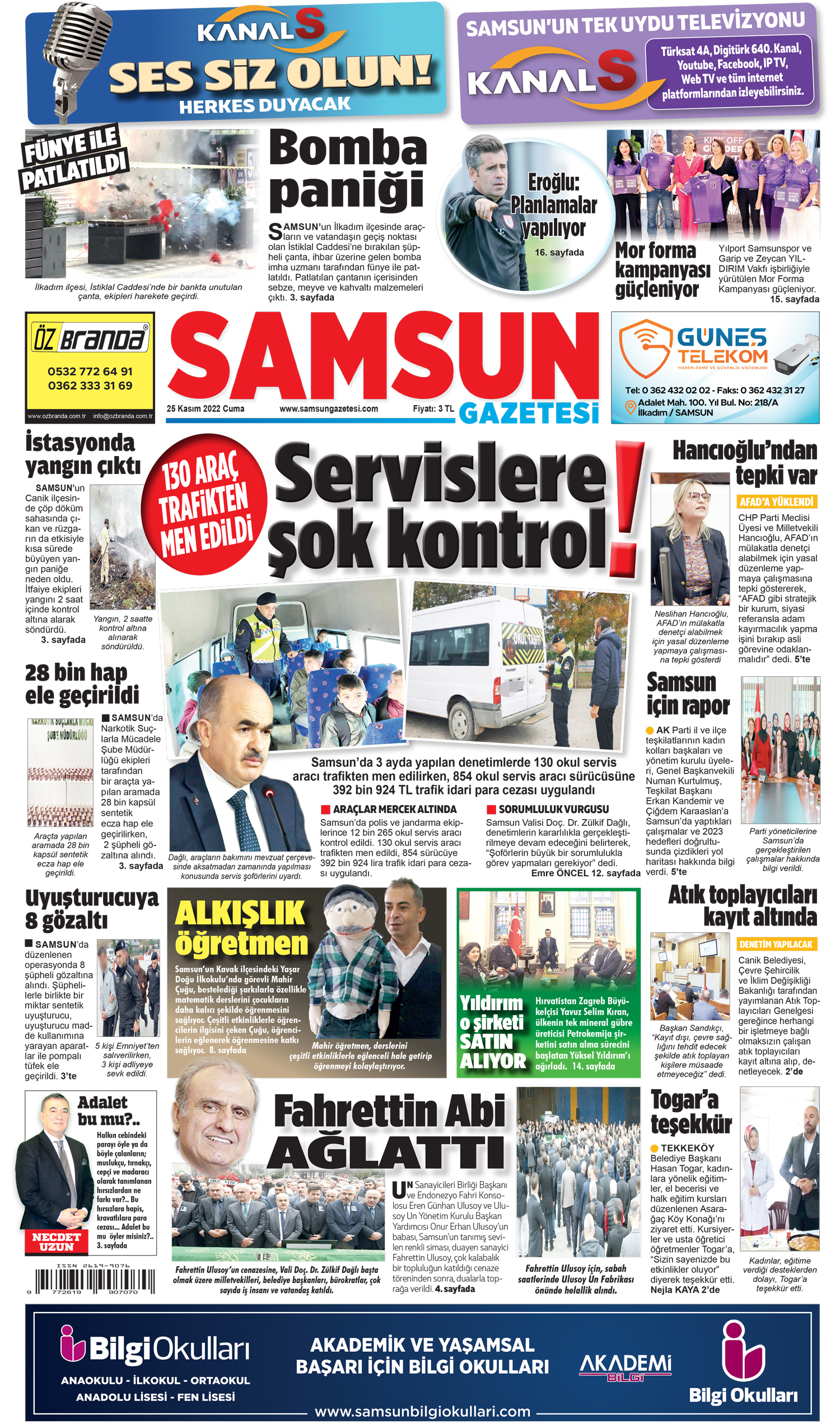 25 Kasım Cuma Samsun Gazetesi