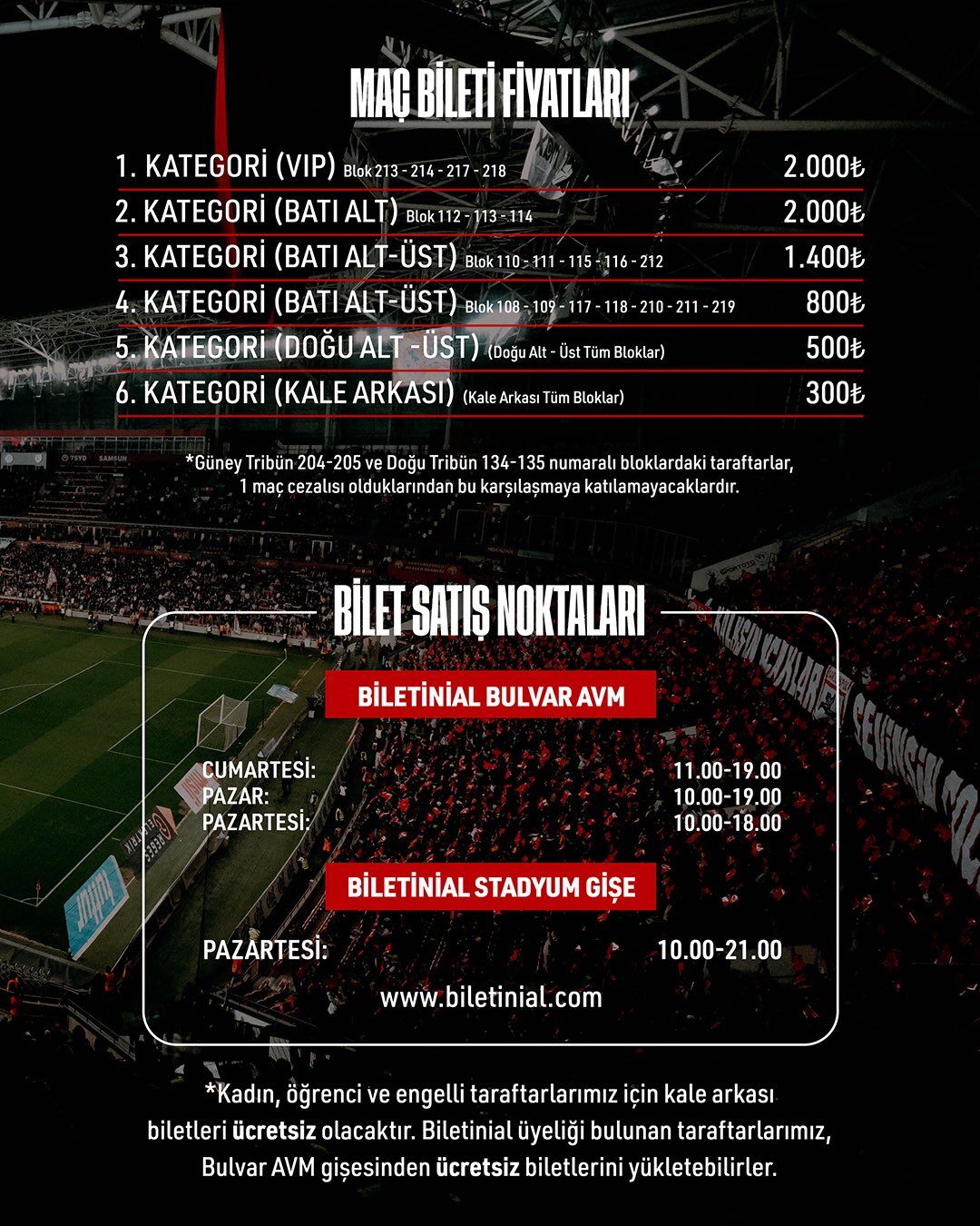 Samsunspor - Çaykur Rizespor maçı biletleri satışta! Ücretsiz olacak