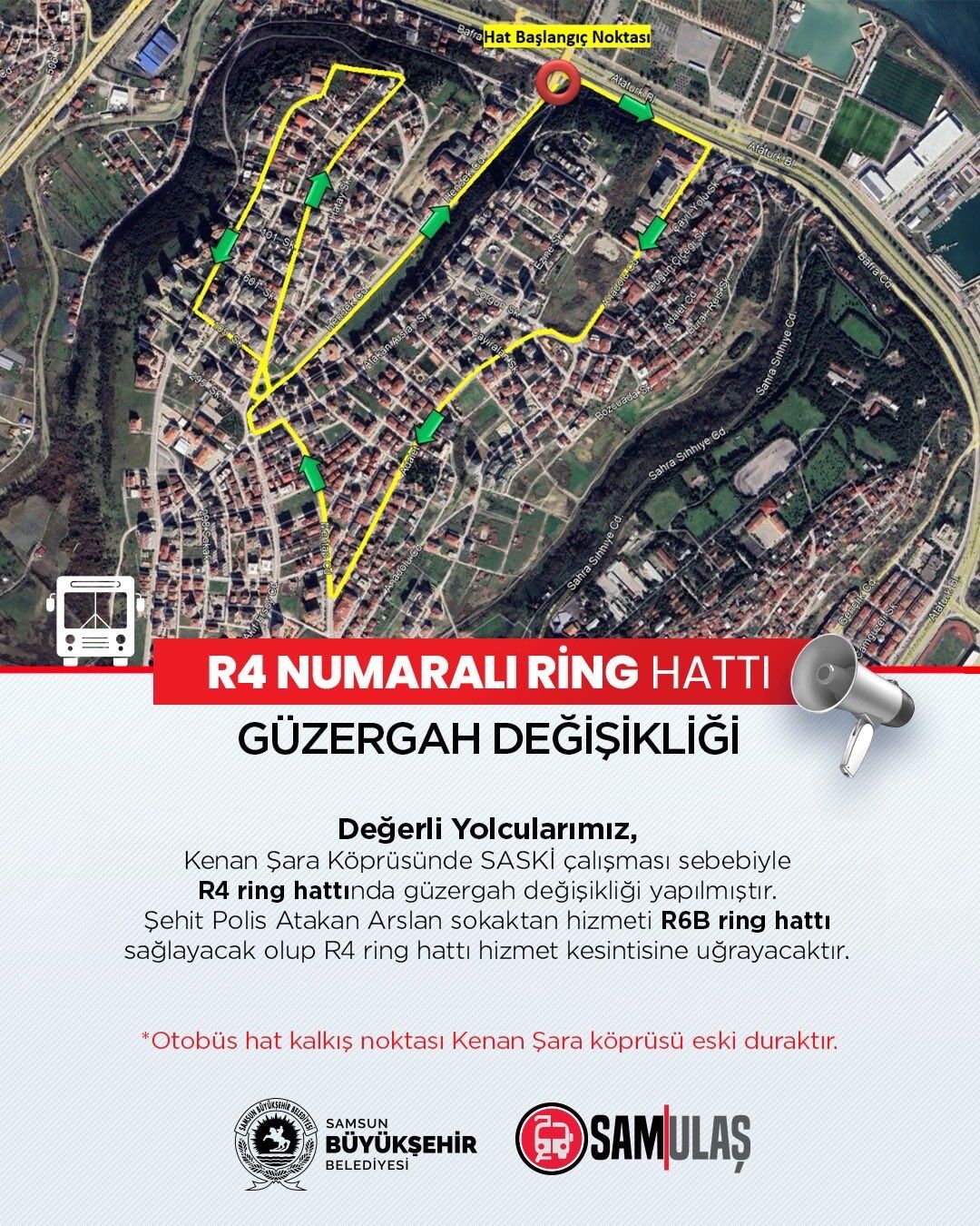 Samsun'da yol çalışması: O otobüslerin güzergahı değişti