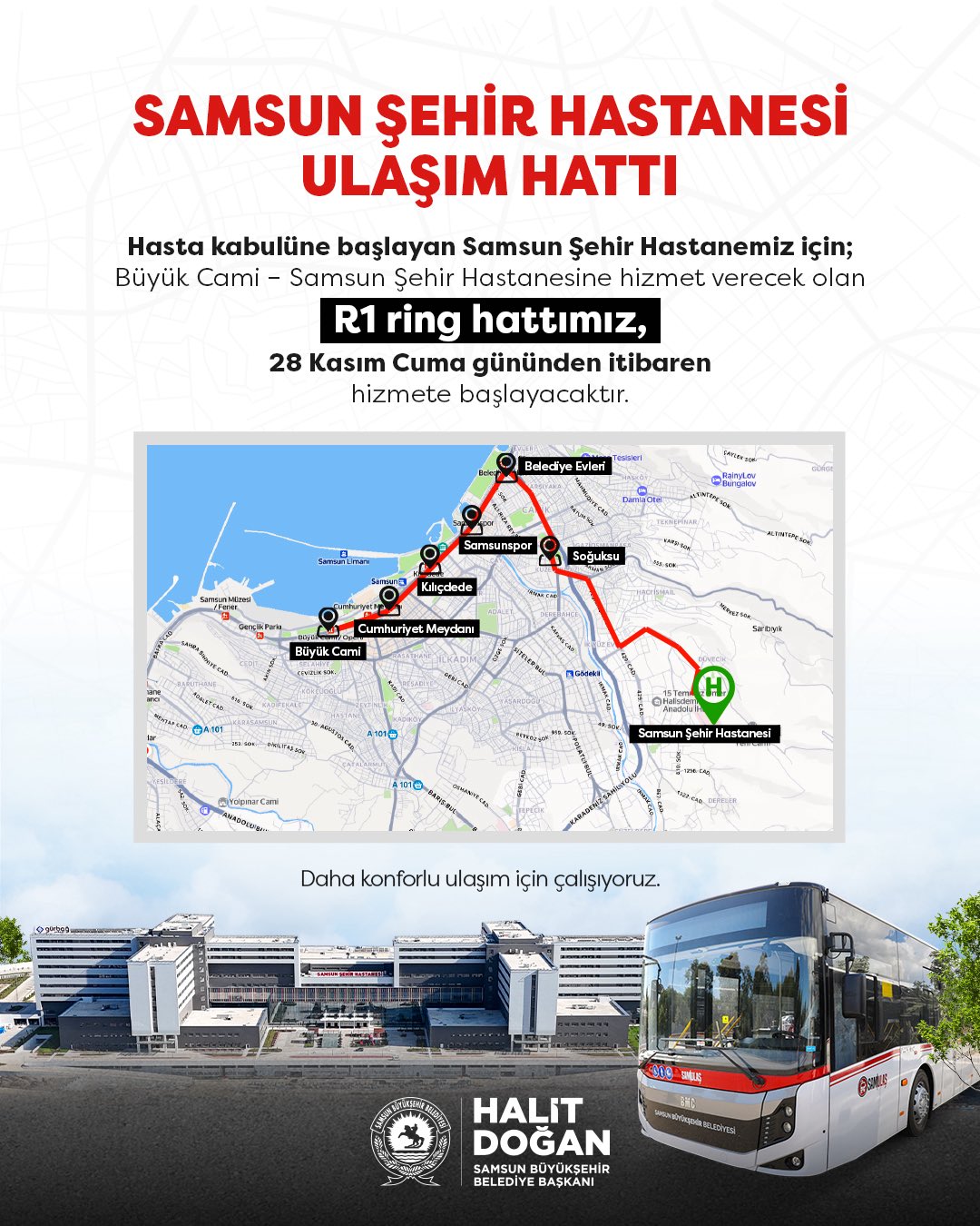 Samsun Şehir Hastanesine hangi otobüsler gidiyor?