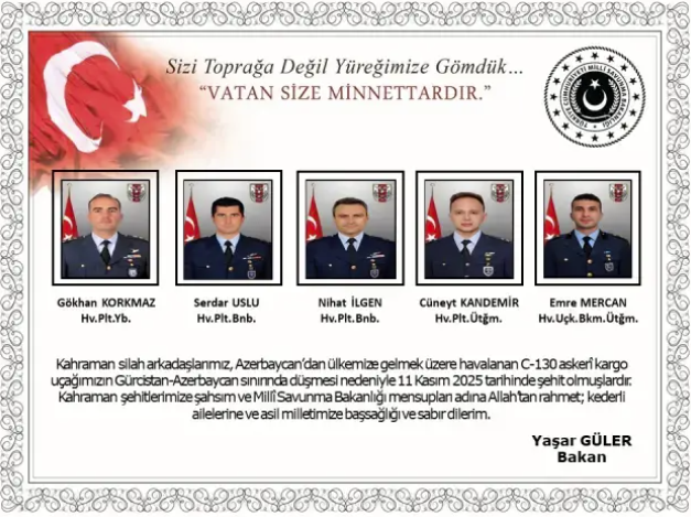 MSB uçak kazasında 20 askerin şehit olduğunu duyurdu! 