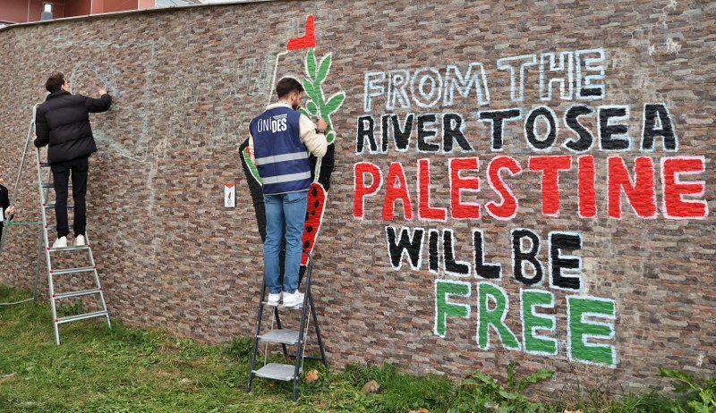 Sanatla direniş: OMÜ Kampüsünde Filistin için dayanışma duvarı