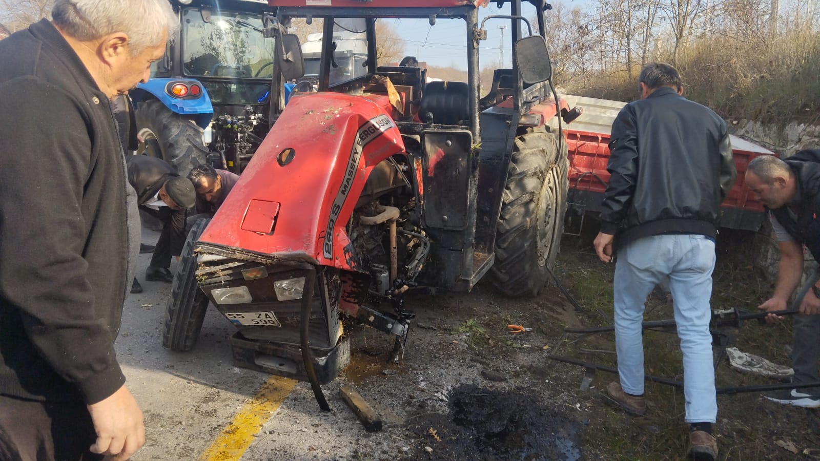 Samsun'da muhtar kaza Olcay Ömür kazada yaralandı