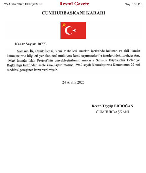 Cumhurbaşkanı Erdoğan imzaladı: Samsun için önemli karar