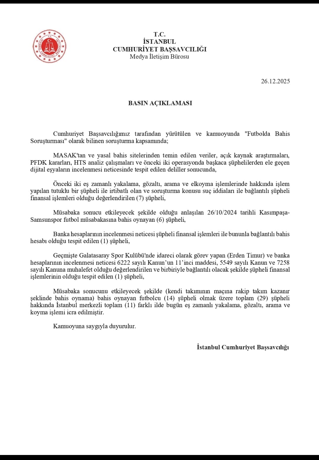 Kasımpaşa- Samsunspor maçına bahis soruşturması! Gözaltılar var