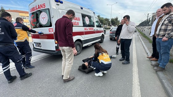 Samsun'da duvara çarpan motokurye hastanelik oldu