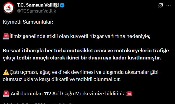 Samsun Valiligimotokurye Tedbiri 8126