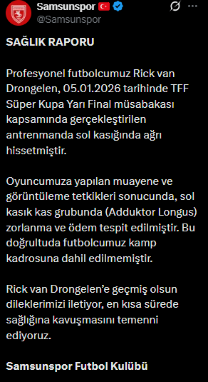 Samsunspor Sakatlik Aciklamasi