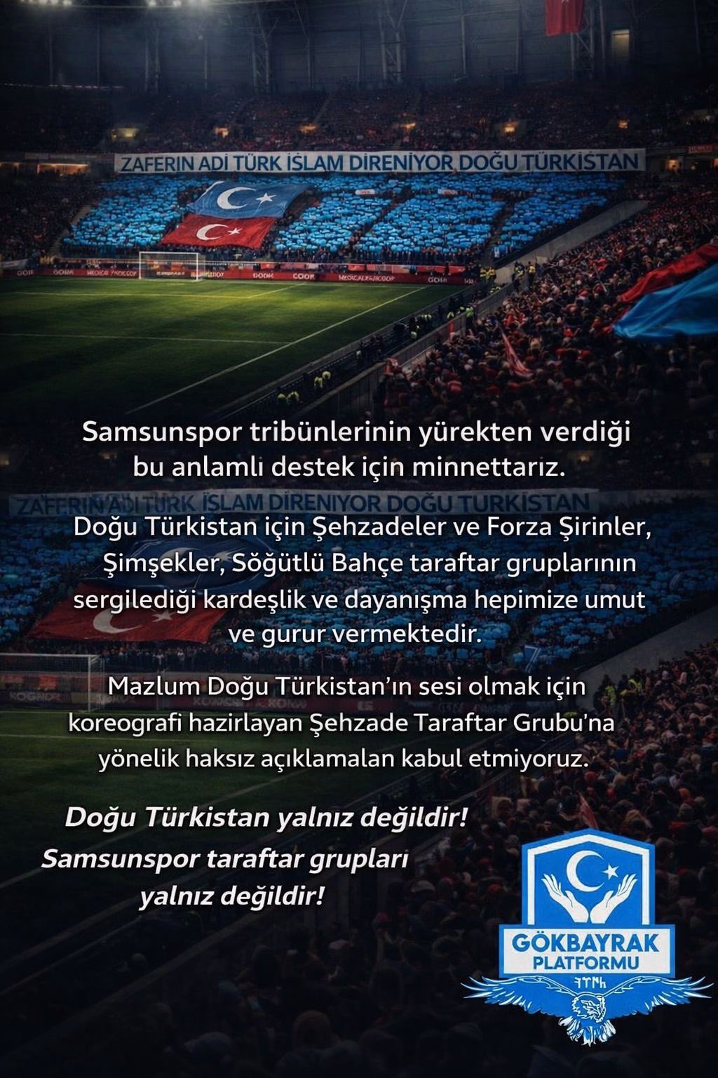 Samsunspor tribünlerinden dünyaya mesaj sosyal medyada gündem oldu