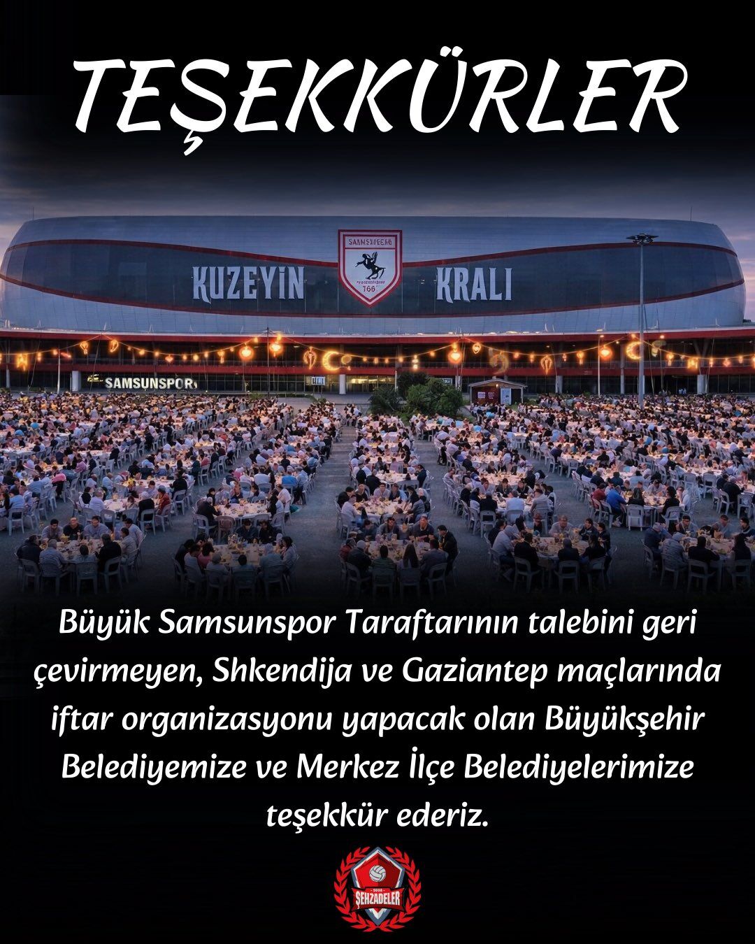 Samsunspor taraftarından belediyelere iftar teşekkürü 