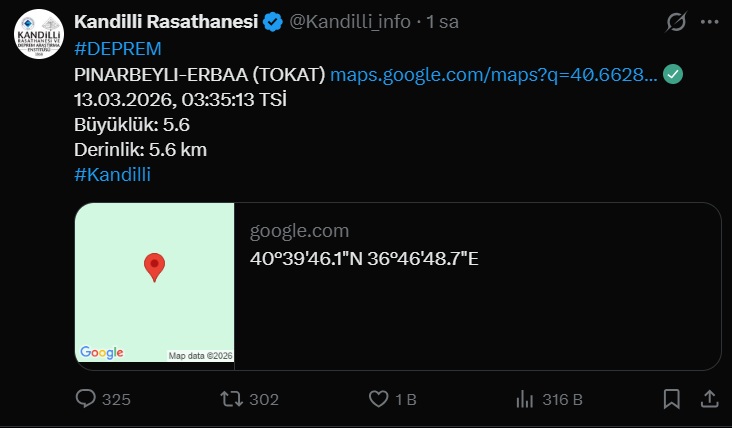 Tokat beşik gibi, Samsun da sallandı! Yeni bir deprem daha oldu