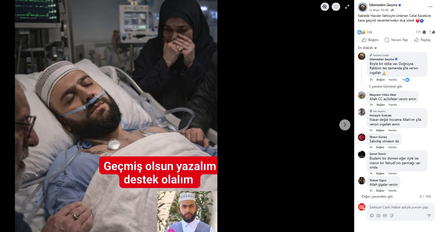 samsun haber: Samsunlu Celal Karatüre kaza mı geçirdi?