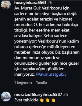 Vezirköprülülere göre Murat Gül başarılı 