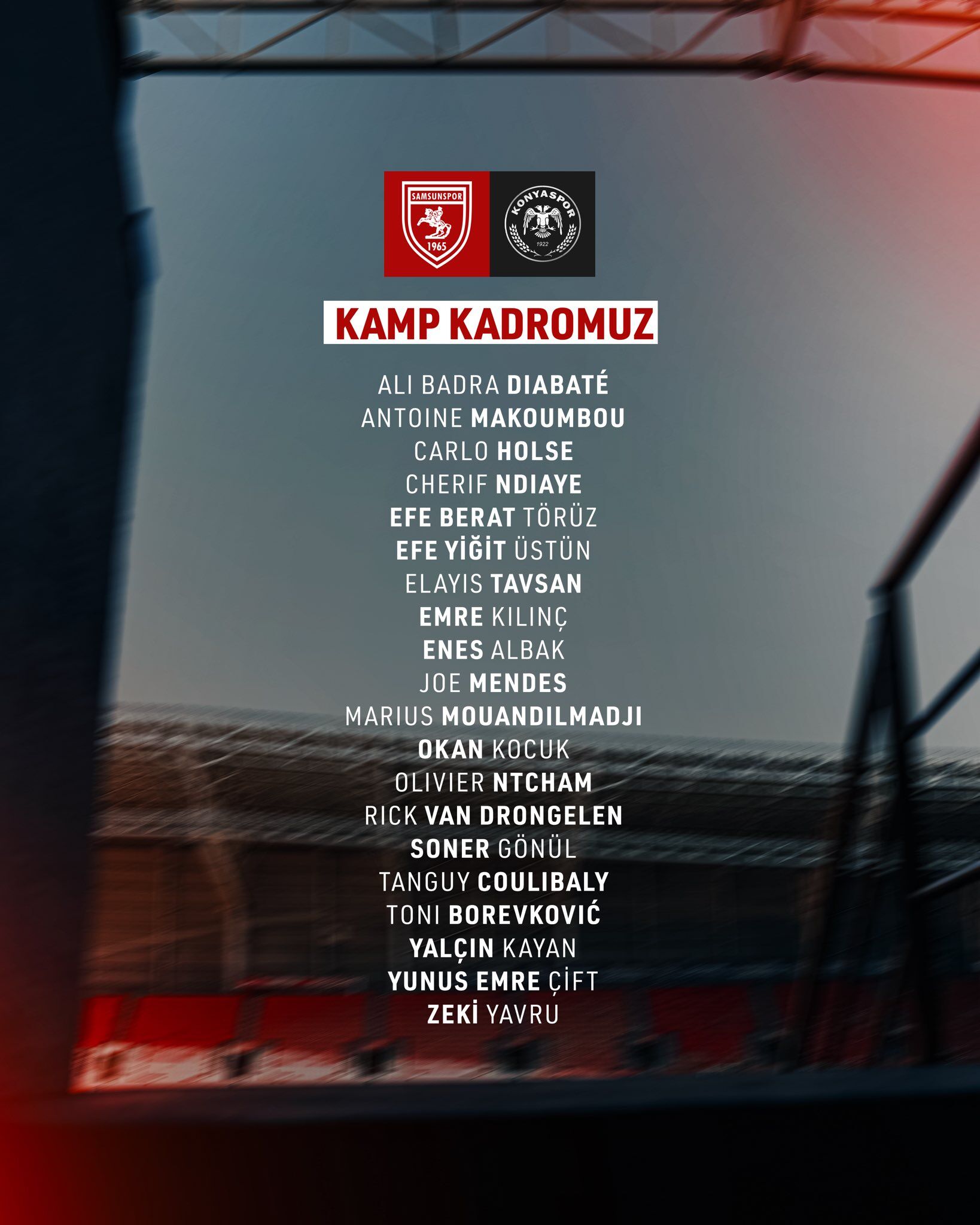 Samsunspor'da o isimler Konyaspor maçında yok!