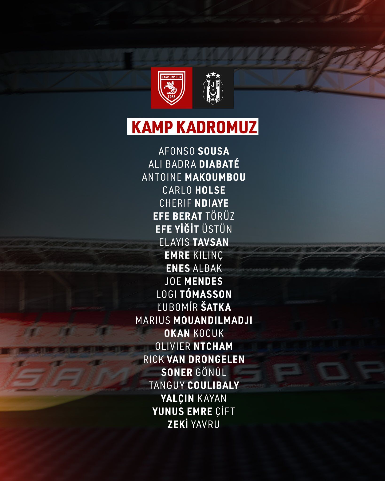 samsunspor haber: Samsunspor'un kamp kadrosu açıklandı! Eksikler  var 