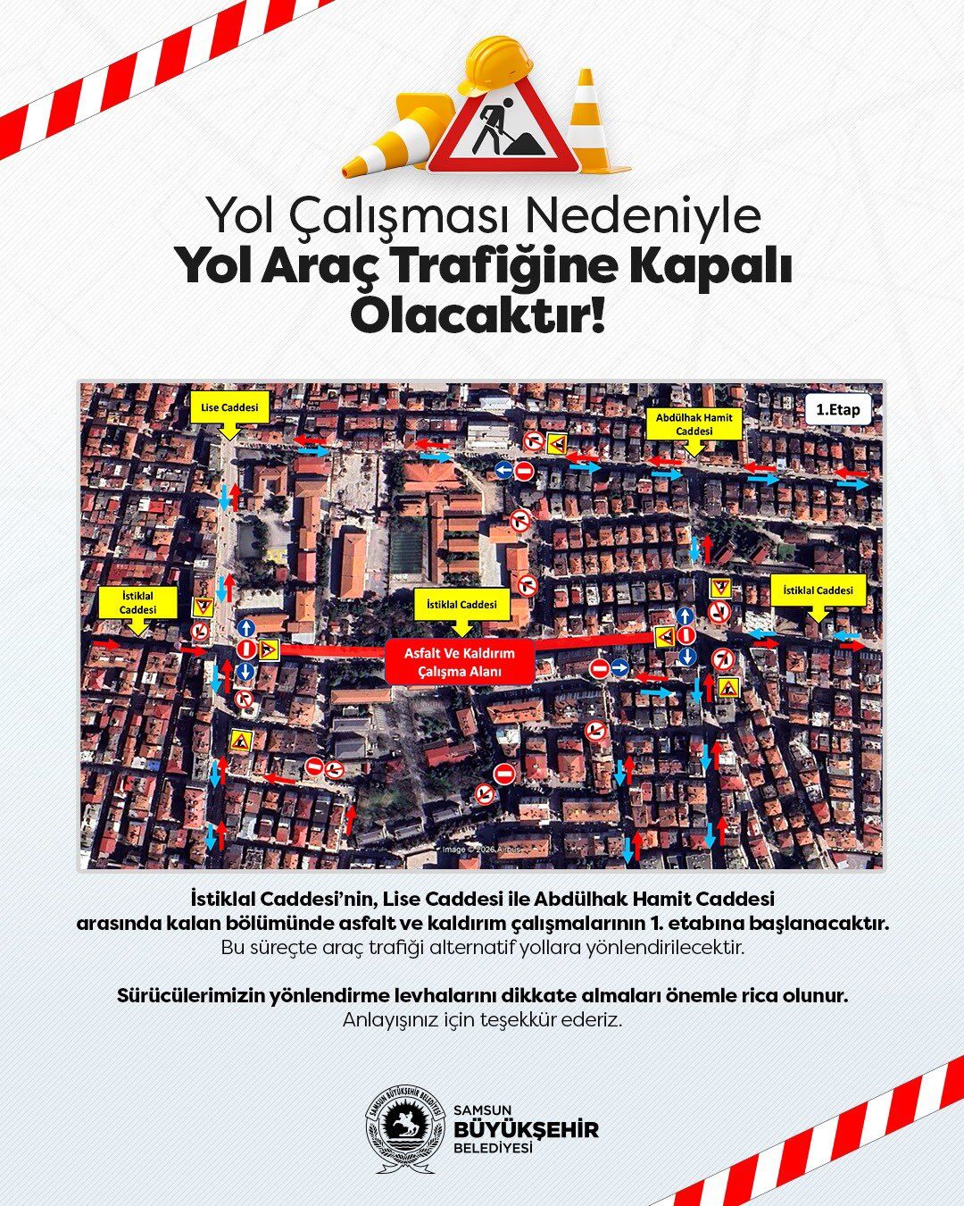Samsun'da o cadde araç trafiğine kapatılacak!