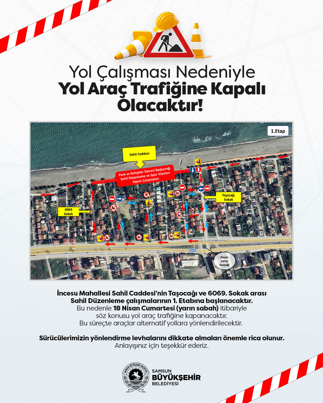 Samsun’da sahil hattında dev proje başlıyor: O yol trafiğe kapanıyor