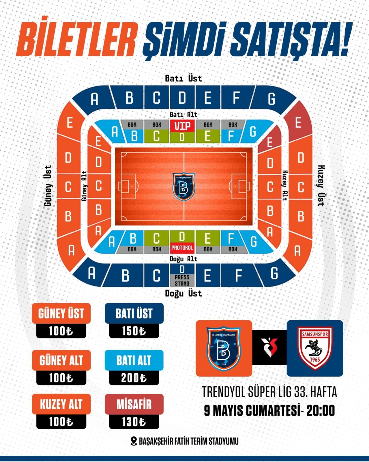 Başakşehir – Samsunspor maçının biletleri satışa çıktı!