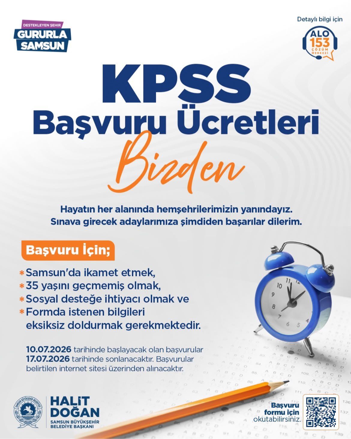 KPSS başvuru ücretleri Samsun Büyükşehir Belediyesi'nden!