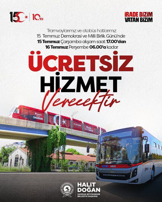 Samsun Büyükşehir'den ücretsiz ulaşım müjdesi!