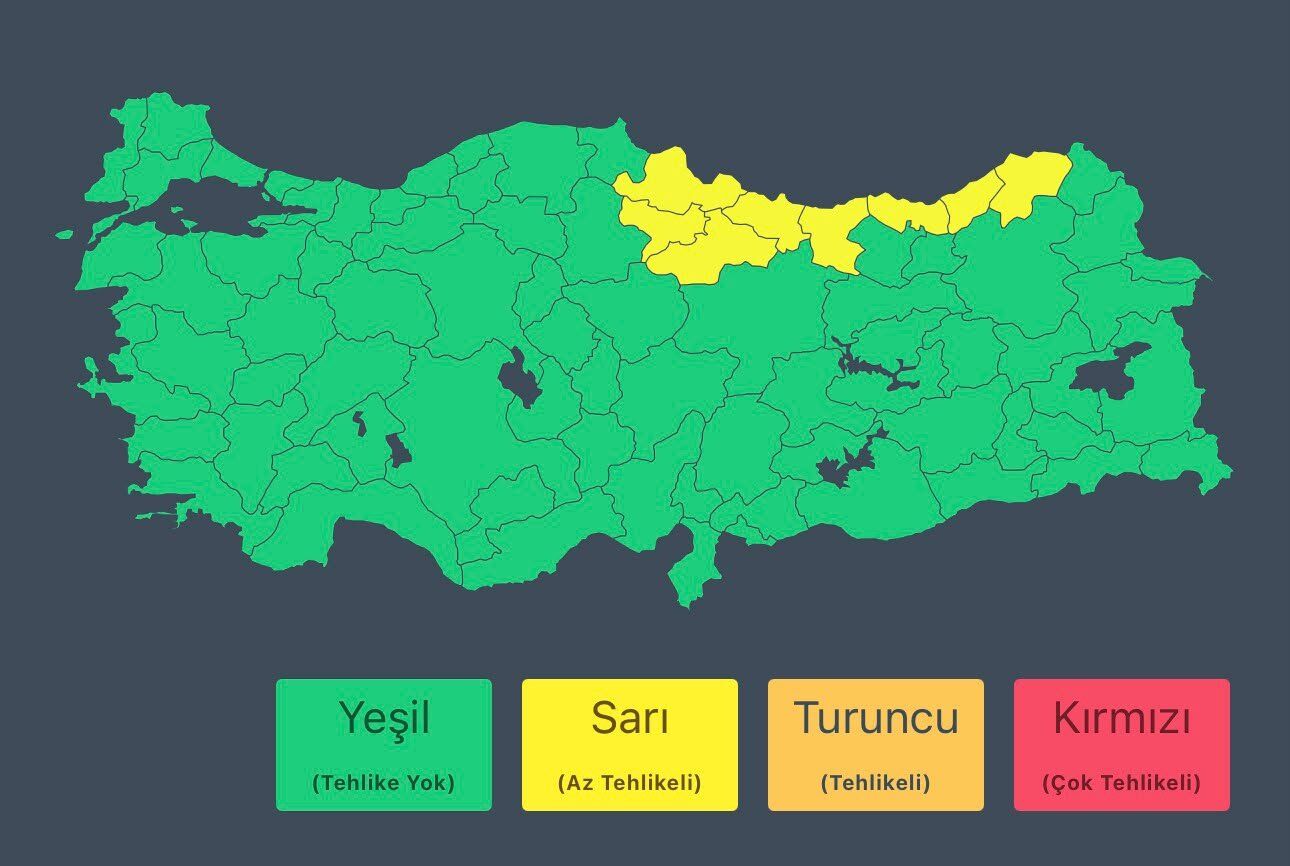 İçişleri Bakanlığı'ndan Samsun için kuvvetli yağış uyarısı! 