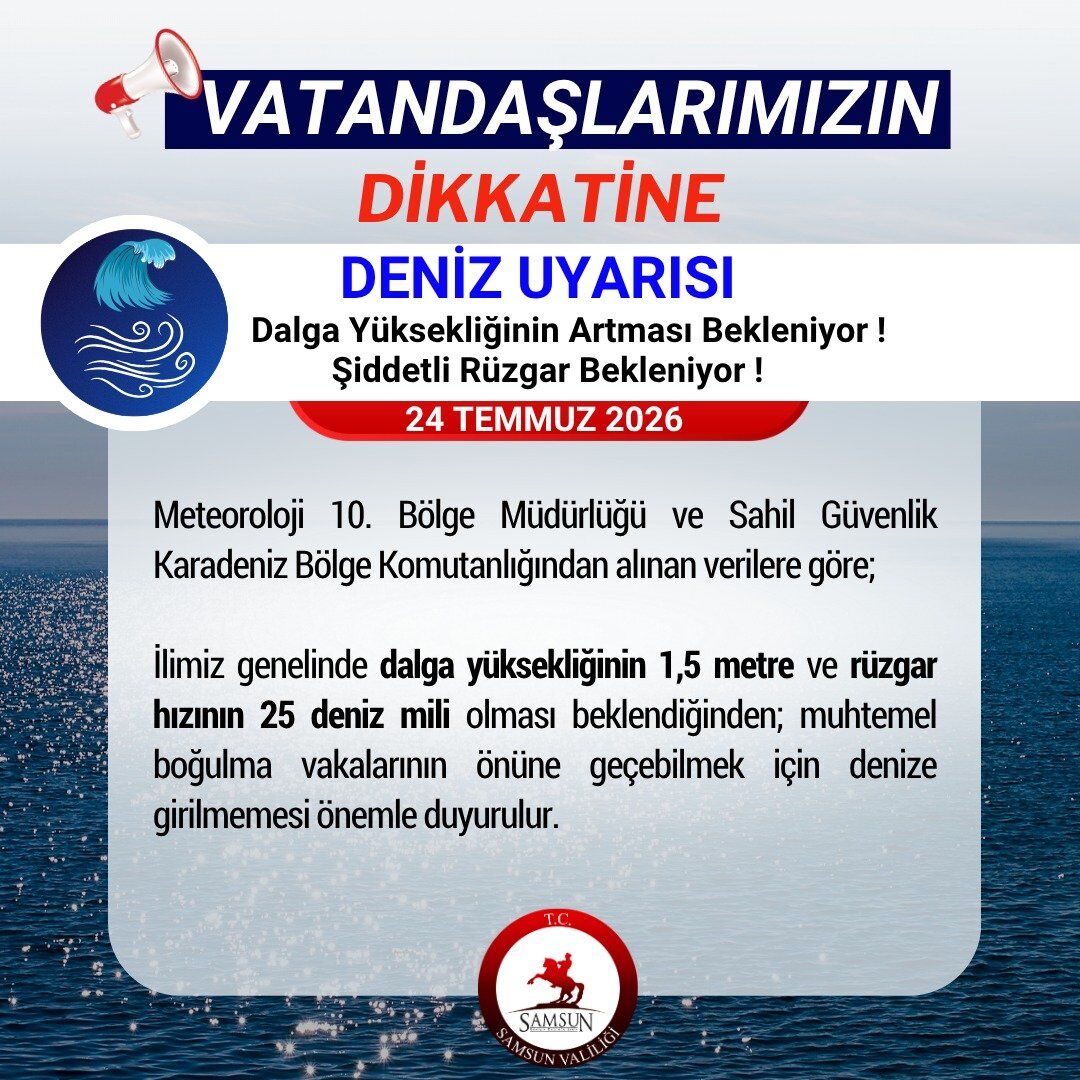 Samsun Valiliği'nden denize girmeyin uyarısı!