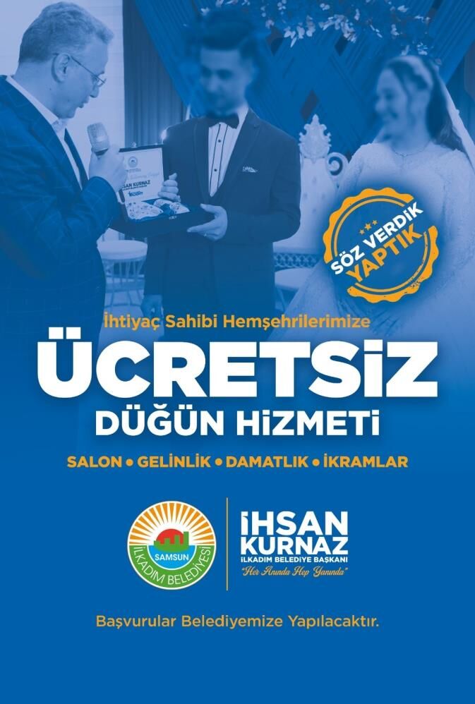 Samsun Haber. İlkadım'da ücretsiz düğün projesi büyüyor