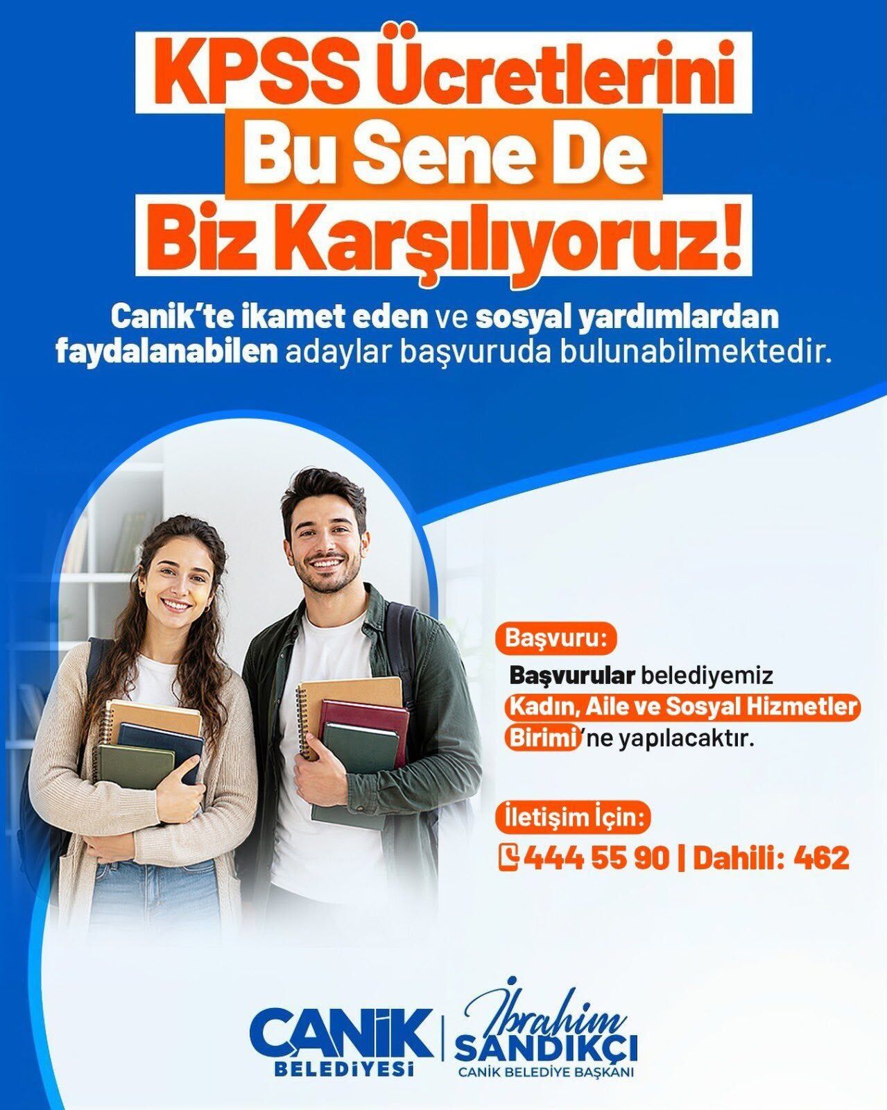 Samsun Haber. Canik'te KPSS adaylarına ücret desteği