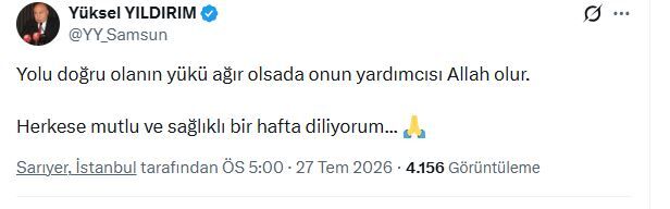Samsunspor Başkanı Yüksel Yıldırım: "Yolu doğru olanın yükü ağır olur"
