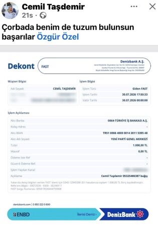 samsun haber Yeni Parti'ye vatandaştan bağış desteği