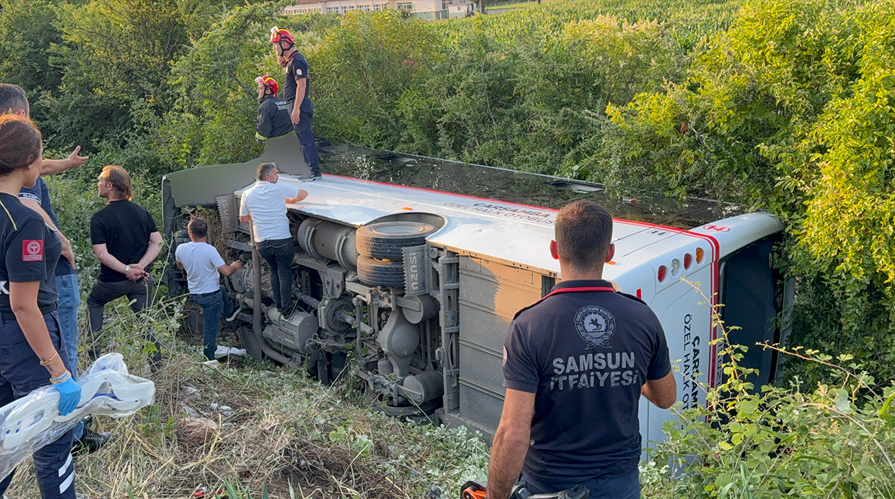Samsun Haber: Çarşamba'da otobüs devrildi! Yaralıların isimleri belli oldu