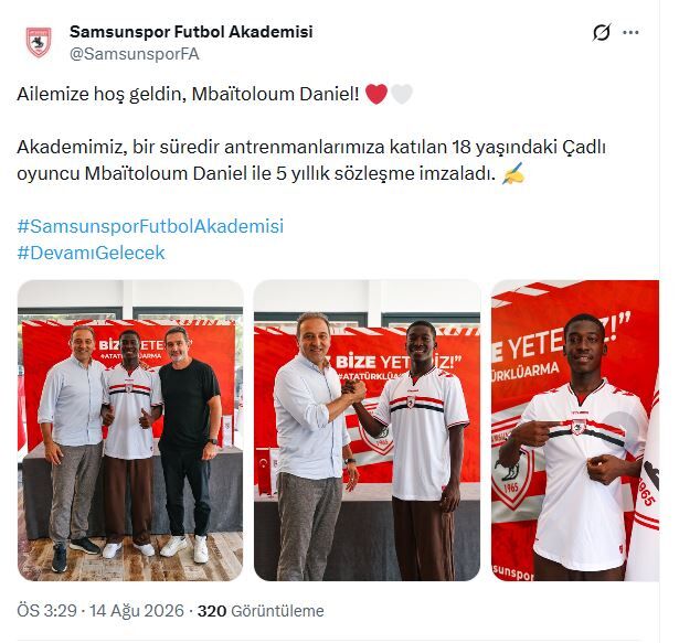 Samsunspor Haber:Samsunspor'da yeni transfer! Daniel imzayı attı