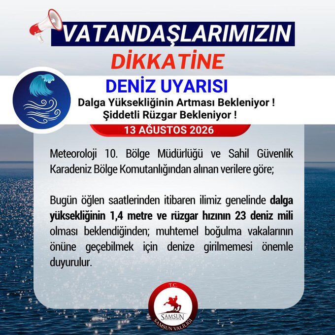 SAMSUN HABER: Samsun Valiliği'nden kritik uyarı: Denize girmeyin!