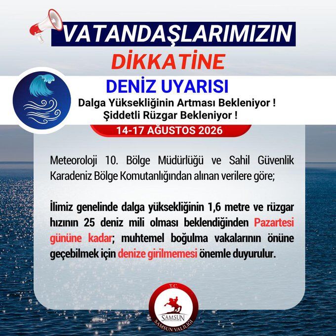 samsun haber: Samsun Valiliği duyurdu! Pazartesiye kadar dikkat