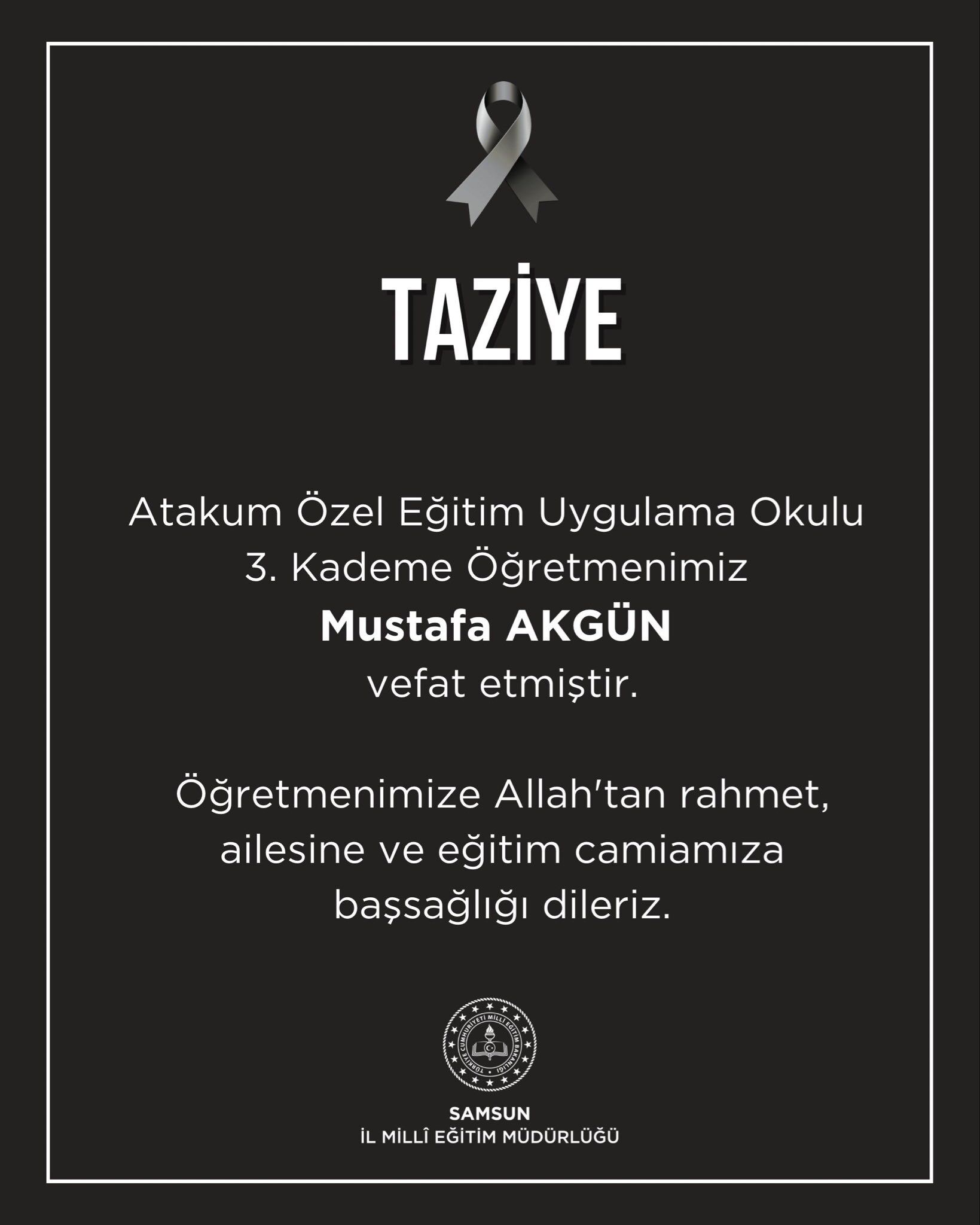 samsun haber: Samsun'da öğretmen Mustafa Akgün hayatını kaybetti 