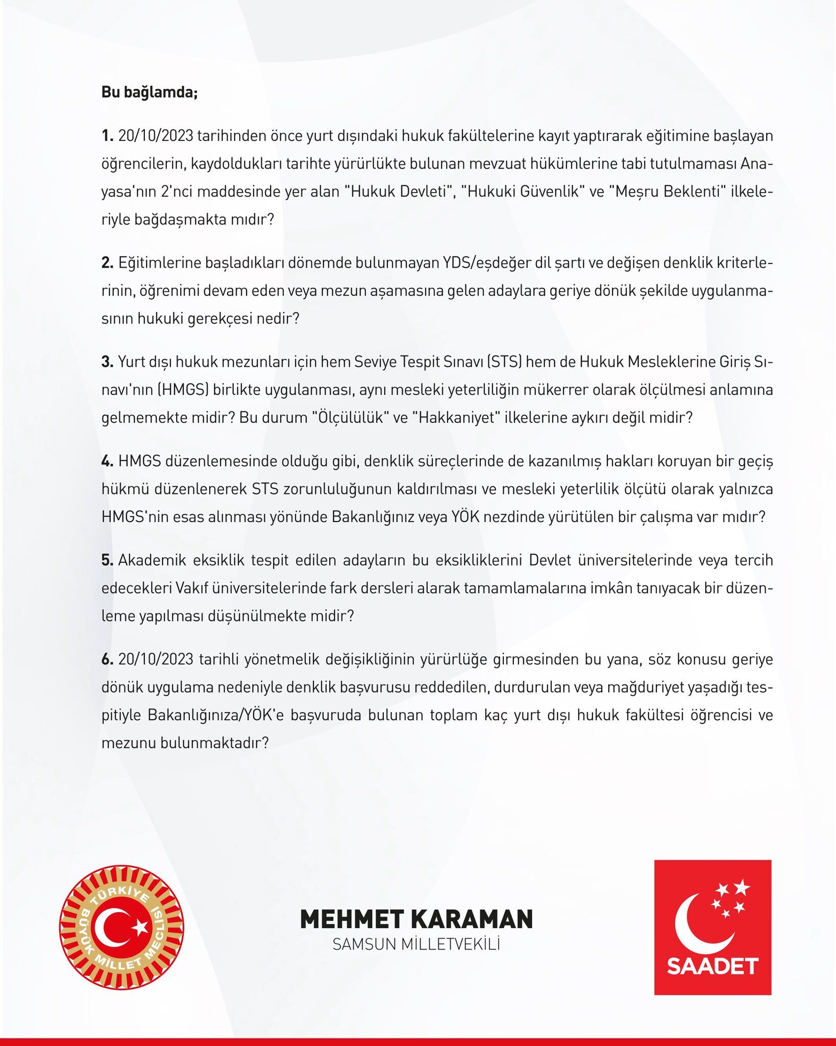 Samsun Haber: Karaman o mağduriyetleri TBMM gündemine taşıdı!