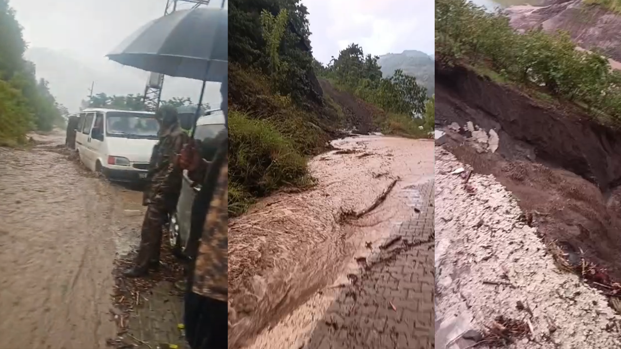 Samsun-Tokat yolunda korkutan görüntü! Araçlar mahsur kaldı