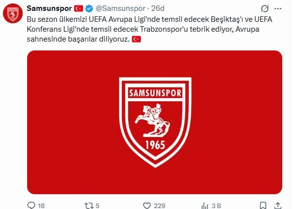 Samsunspor Haber: Samsunspor’dan Avrupa arenasına çıkan rakiplerine jest