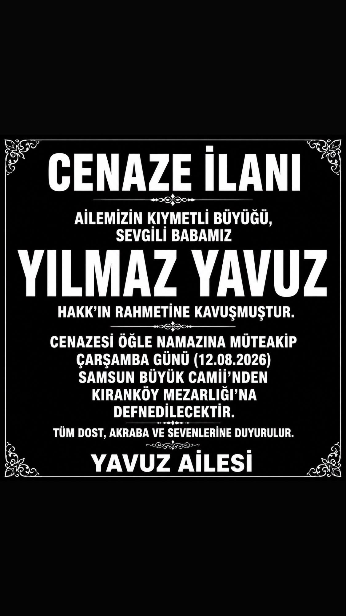 samsun haber: Samsun'un tanınmış emlakçılarından Hakan Yavuz'un baba acısı