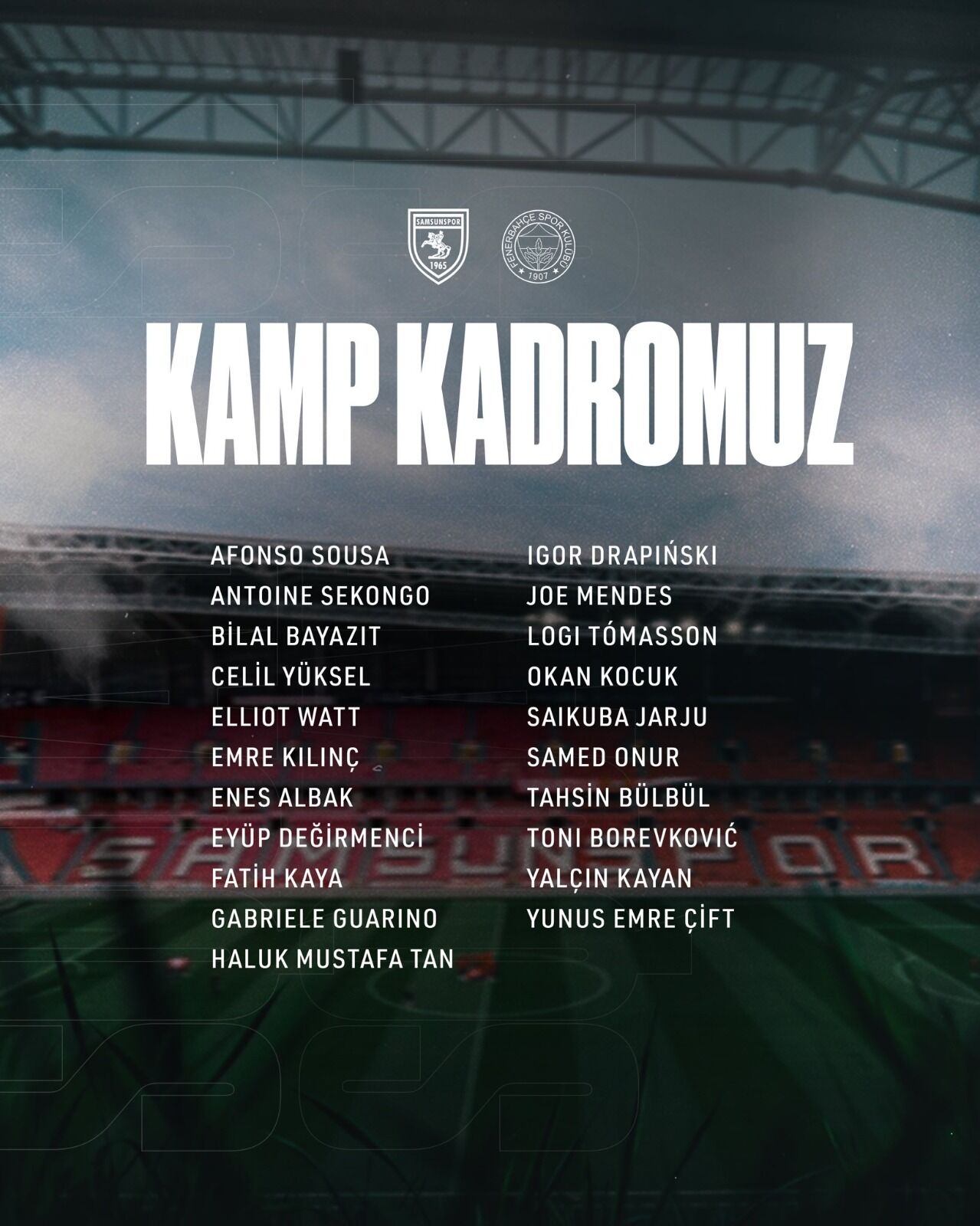 samsunspor haber: Samsunspor’un Fenerbahçe maçı kamp kadrosu belli oldu! 6 isim yok